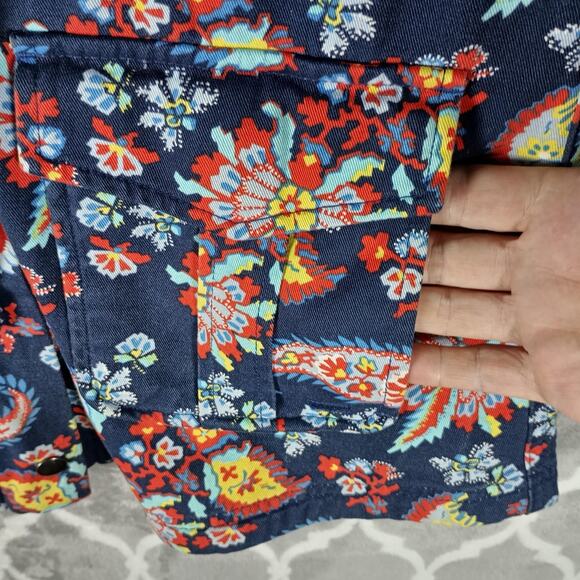 Levis Jacket Womens Medium Floral Paisley Hooded Utility Pockets - Picture 8 of 11